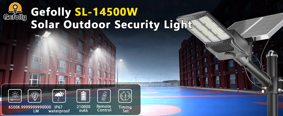Luces de calle solares comerciales de 14500 W al aire libre luces de estacionamiento de anochecer a amanecer Foto 3 de 4