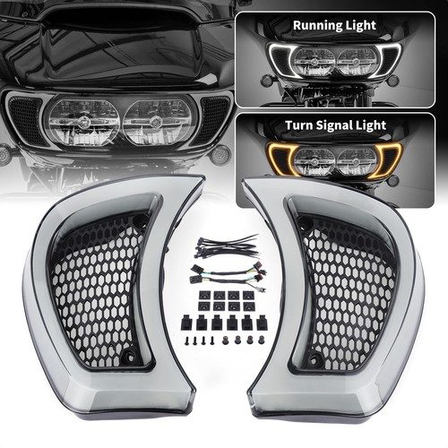 Headlight Fairings Trim Vent LED Lights For Harley FLTRX Road Glide 2015-2024