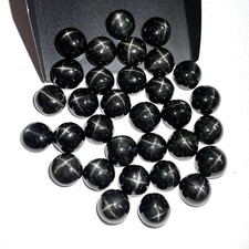 Natural Black Star Diopside Round Cabochon Loose Gemstone 24 Pcs 9 mm 100 CT