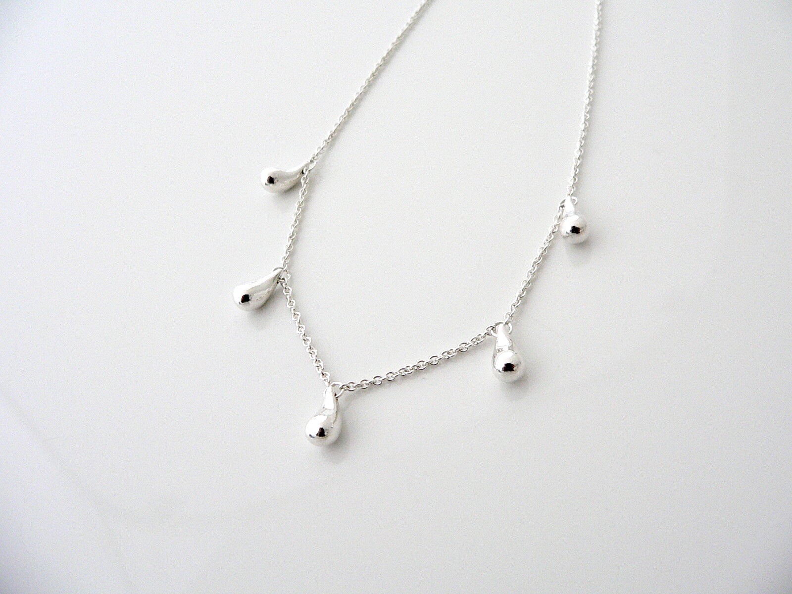 Tiffany & Co Peretti 5 Teardrop Necklace Pendant Charm Chain Gift Love Silver