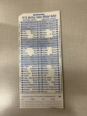 1978 MLB All Star Game Ballot used | eBay