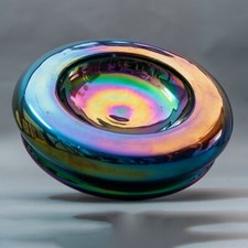 Pot Tommaso Barbi En Verre Multicolore Changeante Étiquette Original Xx Siècle