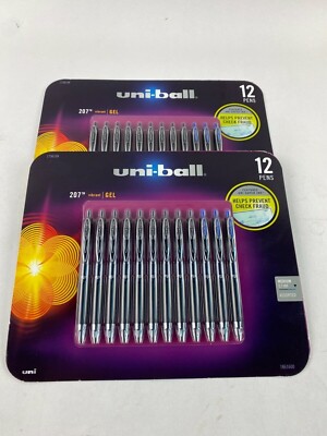 Uni-Ball 207 Gel Pens Retractable 0.7mm Medium-Tip Blue Black Ink, 24 Count