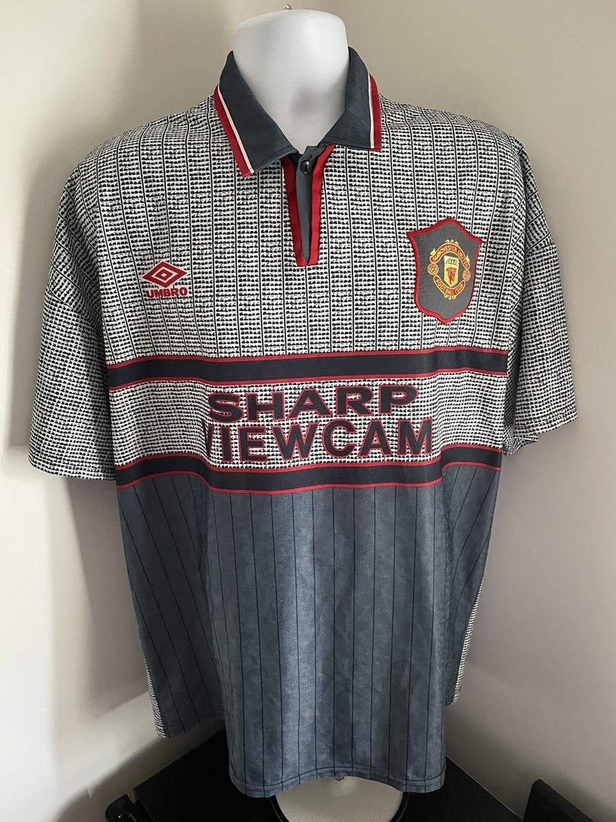 Manchester United Fc Umbro 1995/1996 Away Shirt Grey Mens Size
