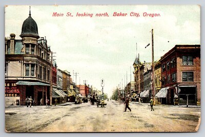 #ad Main Street Looking North Baker City Oregon OR 1910 Postcard $7.46