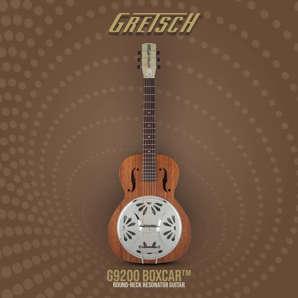 Paquete de guitarra natural resonador de cuerpo de caoba cuello redondo Boxcar Gretsch G9200 Foto 2 de 4
