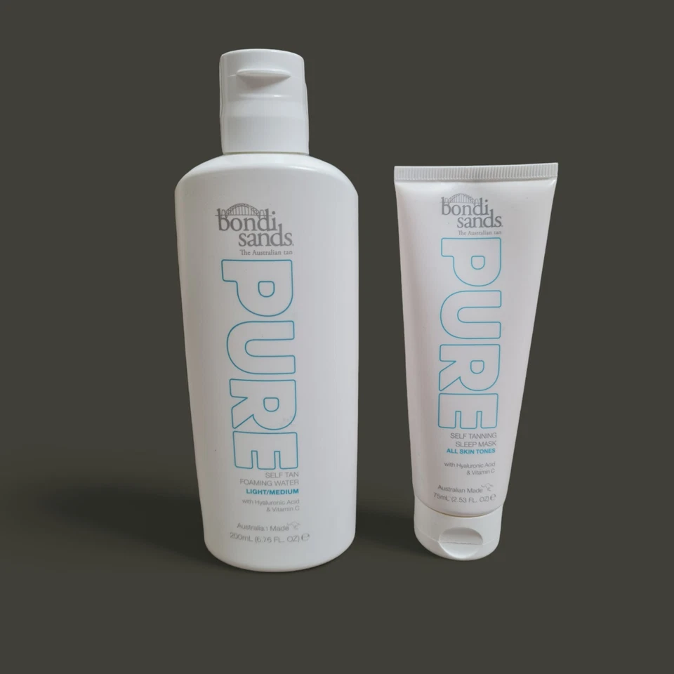 Bondi Sands Pure Set Self Tan Foaming Water 200 ml light/medium & Sleep Mask.Neu
