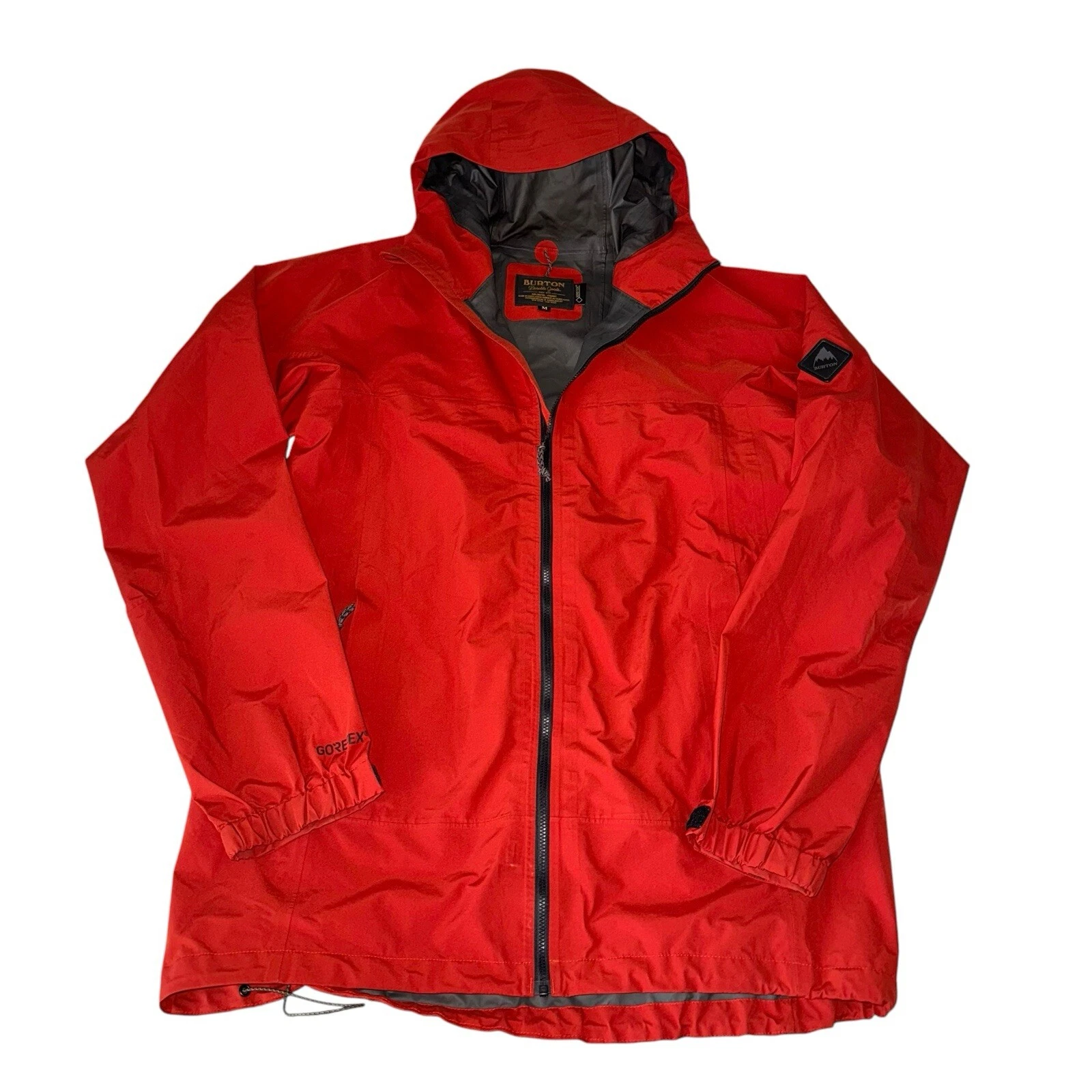 Burton Gore-Tex Packrite Hooded Jacket Size Medium Rain Orange Red Zip Up Men’s