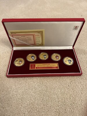2008 北京 ペキンオリンピック スイスチーム ピンバッジとプレートメダル Olympic Games 2008 BEIJING set 5 Medallions Gold Plated
