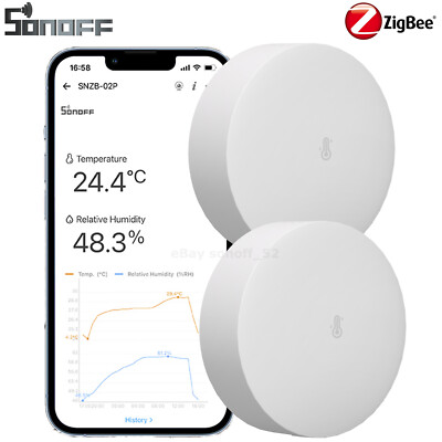2Packs SONOFF Temperature Humidity Sensor Detection Smart Real Time Monitoring