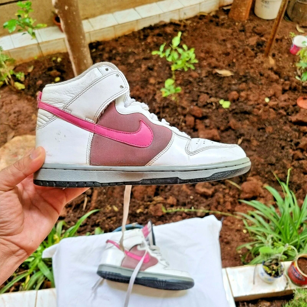 Nike Dunk High White Medium Grey Vivid Pink Black QS Sneaker 2008 Shoes Sz US 7