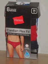 Hanes Comfort Flex Fit Ultra Soft Cotton Blend 6 Pack Bikinis Size 3XL 48-50 New