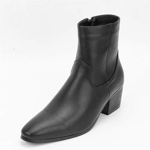 Herren-Chelsea-Stiefel aus Leder mit Reißverschluss und spitzem Zehenabsatz DE - Bild 4 von 56