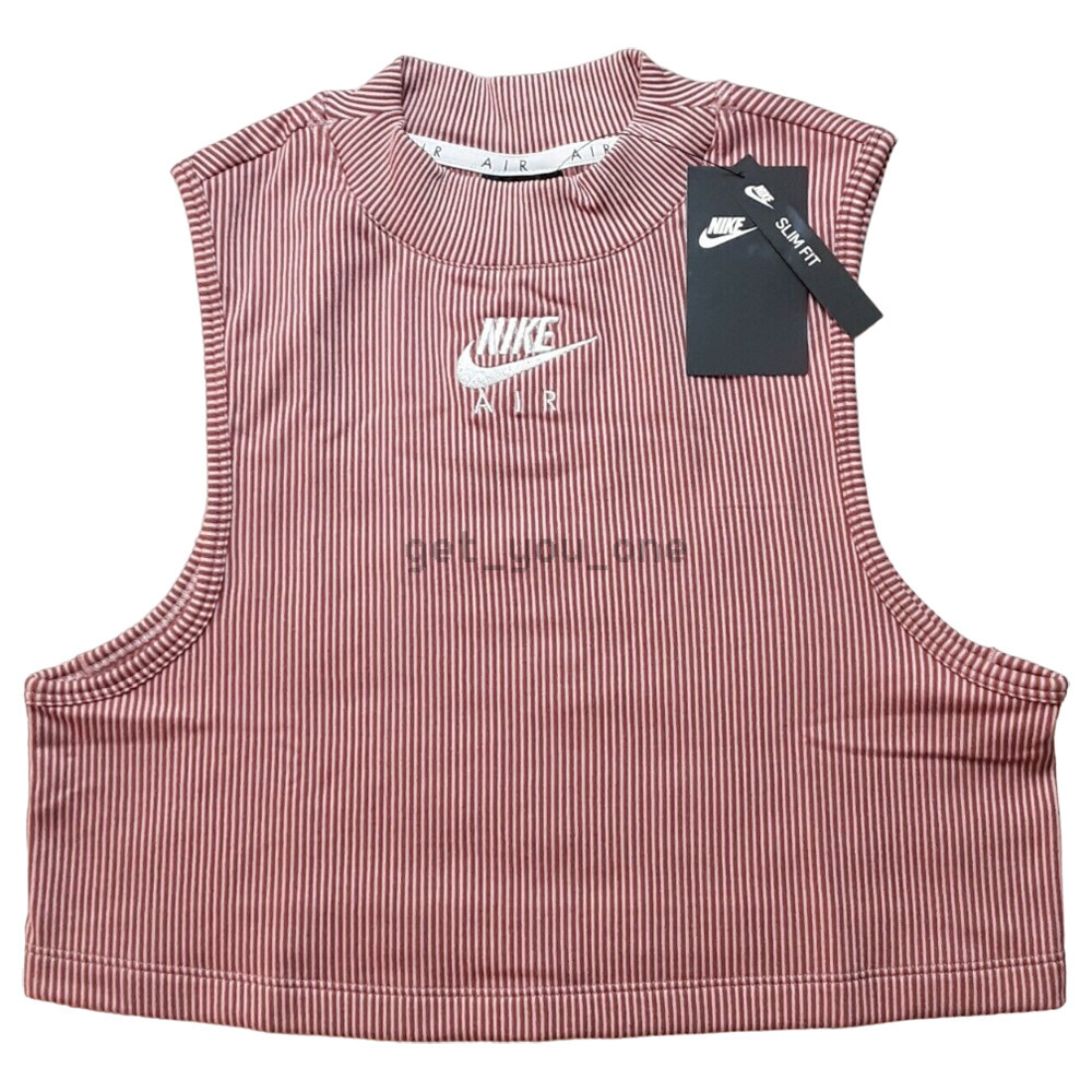 NWT Nike Air Women's Sportswear Rib Crop Tank Top Mock Neck Slim