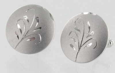 Vintage Sterlingsilber 1950's Florentine Thinly Graviert Wein Blatt Manschetten