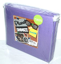 PLANET SNOOZE TWIN SHEET BED SET PURPLE COTTON RICH 3 PIECE SET BEDSHEET