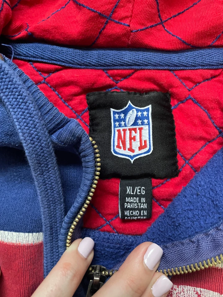NFL New York Giants Sudadera con Capucha Cremallera Completa Para Hombre Azul Talla XL Extra Grande Acolchada Azul Foto 2 de 4