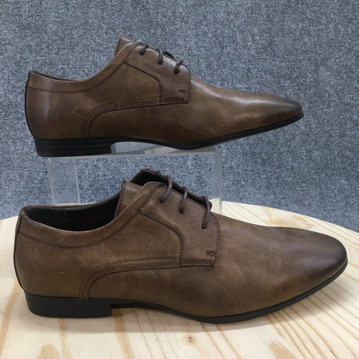 New Look Shoes Mens Oxford Dress Casual Brown Faux Leather Lace