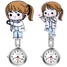 Cute Girl Clip-on Acrylic Chest Hang Newly Nurse Doctor Quartz Pocket Watch