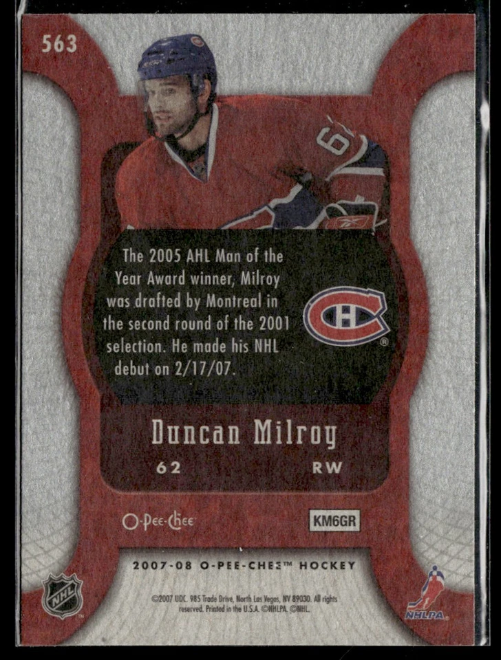 2007-08 O-Pee-Chee Duncan Milroy Rookie #563 - Image 2 of 2