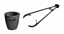  3 - 4 Kg Clay Graphite Foundry Crucible Kit w/ 26" Foundry Crucible Flask Tongs