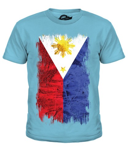 Candymix Filippine Bandiera del Grunge T-Shirt da Uomo Maglietta, Taglia X-Small, Colore Arancione