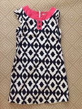 KC Parker Blue White Print Sleeveless Dress w/Back Zipper Girl's 14- EUC