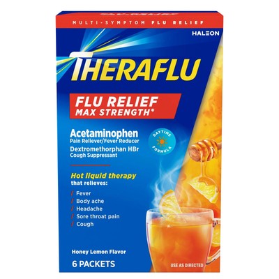Theraflu Max Strength Cough Cold and Flu Daytime Relief Medicine Powder, Honey L