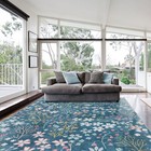 Large Rugs 190x280cm Teal Blue Machine Washable Carpet Non Slip Bed Room Rug