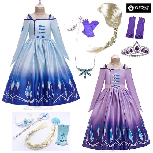 Simile Frozen Elsa 2 Vestito Carnevale Bambina Cosplay Costume Dress  FROZ017 18 | eBay