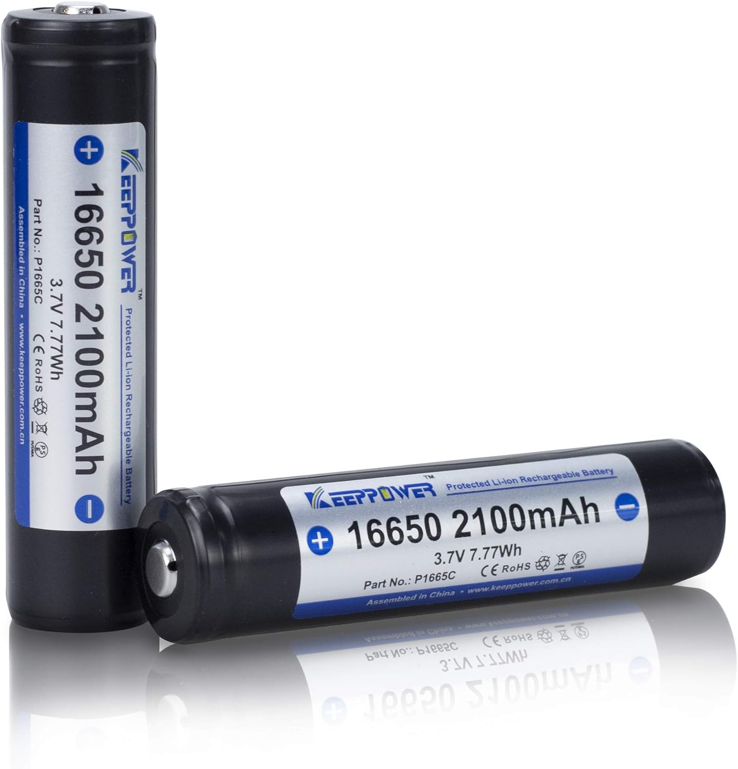 16650 Protected Li-Ion Battery Rechargeable 3.7V 2100Mah 7.77Wh for CR123A Batte