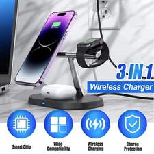 3In1 Wireless Charger Fast Charging Station Dock For Apple Watch Air Pods iPhone