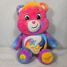 Care Bears 14  Dare To Care Rainbow  Stars Tie Dye Plush Soft  Cuddly Toy