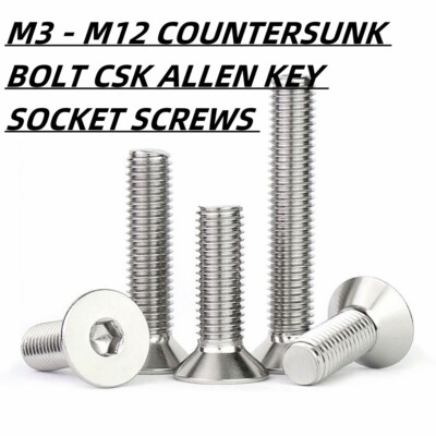 M3 - M12 COUNTERSUNK BOLT CSK ALLEN KEY SOCKET SCREWS A2 STAINLESS STEEL DIN7991