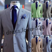 Seersucker Men's Suits Plaid Summer Formal Beach Evening Party Men Tuxedos