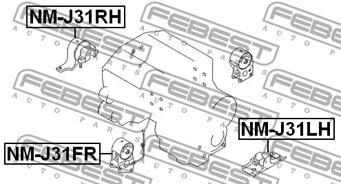 NM-J31RH FEBEST Engine Mounting for NISSAN,NISSAN (DFAC)