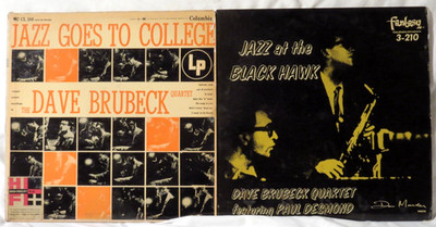 Lot of 2 - DAVE BRUBECK QUARTET  1st 50s US issue LPs  - College, Black Hawk red