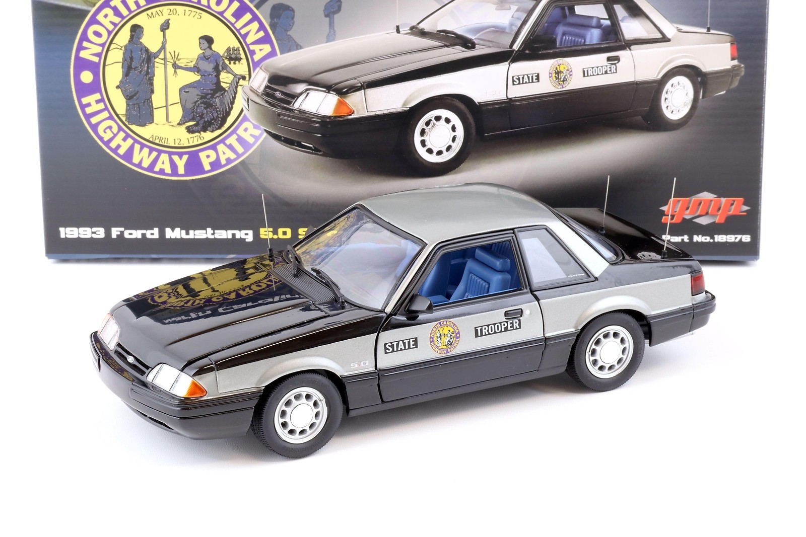 1:18 GMP 1993 Ford MUSTANG 5.0 Ssp North Carolina Highway Patrol State Trooper