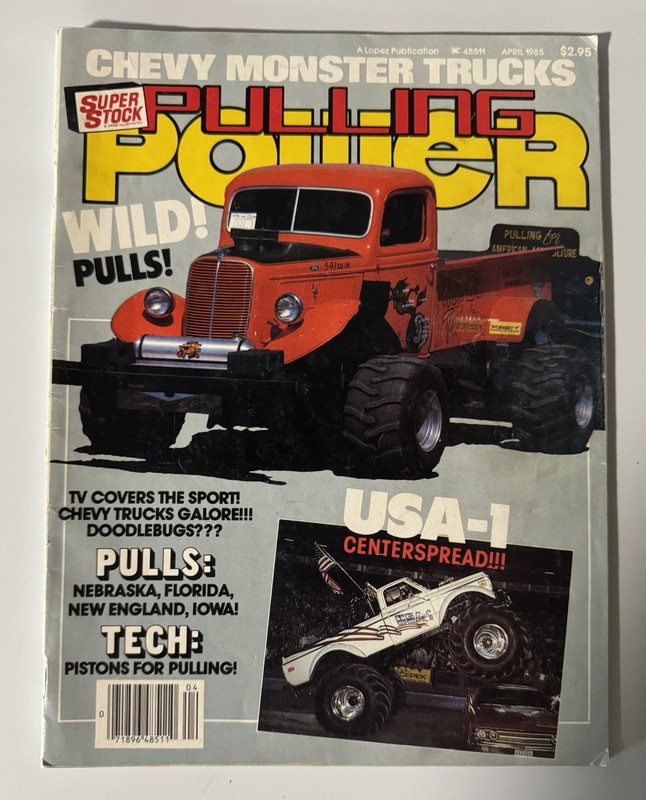 1985 Pulling Power Magazine April Vintage Monster Trucks Tractor Pulling USA-1