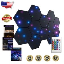 Black Hexagon Acoustic Foam Panels, Starlight Feature, 12 Pack