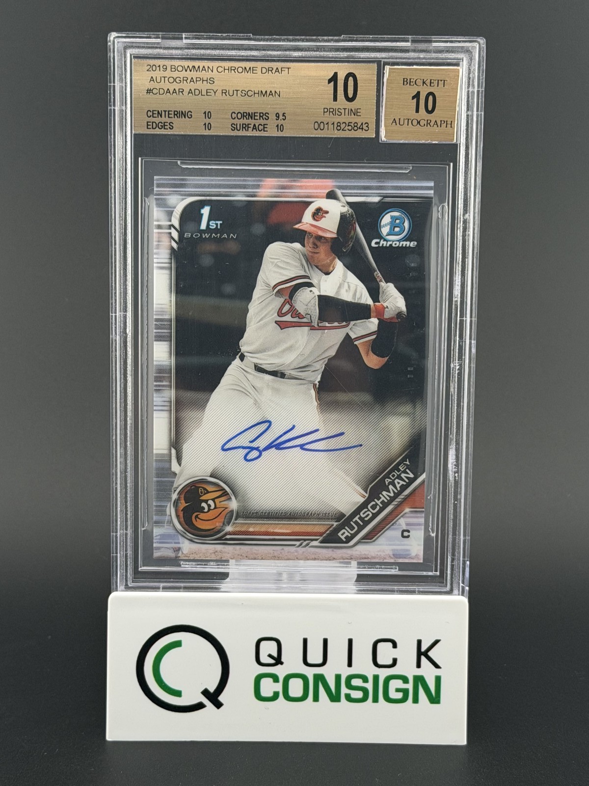 2019 ADLEY RUTSCHMAN BOWMAN CHROME DRAFT 1ST ROOKIE AUTO 10 BGS 10 Q6995