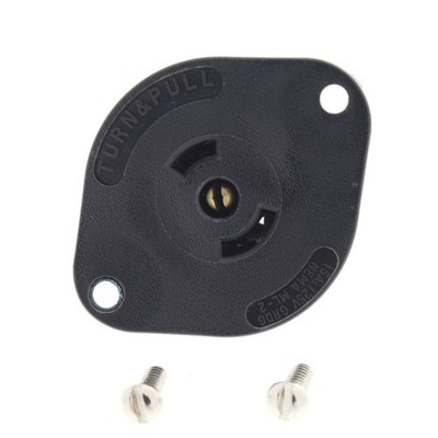 ArrowHart 7596N Black ML2-R Midget Locking Flanged Outlet Plug 15A 125/250V 2P3W