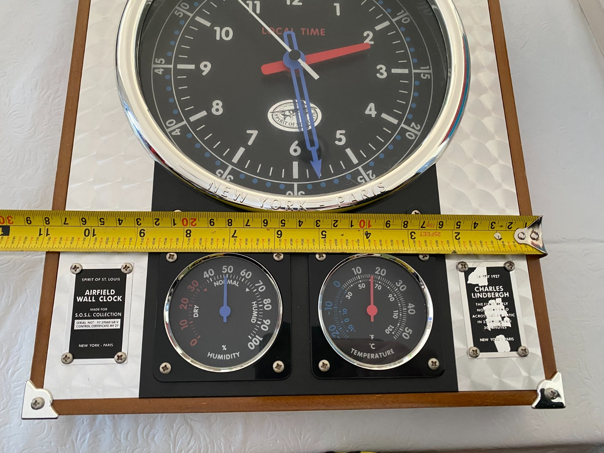 Lindbergh Airfield Wall Clock With Temp/Humidity Spirit Of St