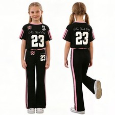 Kids Girls Tracksuit Jersey Streetwear Short sleeve Sports Outfit Sweatshirt