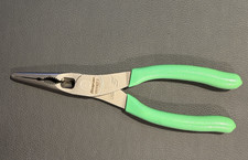 Snap-on Tools Usa 9 Green Needle Nose Pliers Wcutter Side Fastener 196ancf