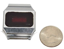 Broken - Timex H Cells 202 200 Red LCD Watch Stainless Steel - Corroded