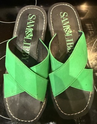 Y2K Sam & Libby foam platform sandals neon green/black Size 7/7.5 