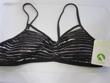 NWT Next Black Striped 34 B/C Cup Ruched Scoop Bikini Swim Top 108389