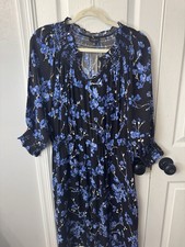 Talbots Petite Black Long Sleeve Gathered Waist &Sleeves Dress Size LP