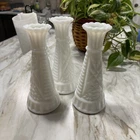 Vintage Milk Glass Bud Vases 6” Tall Set Of 3 Fluted Wedding Decor Art MCM